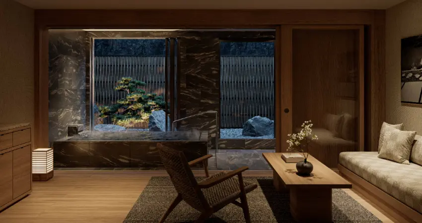 ▲全館共89間客房，包含29間套房，其中6間設有天然溫泉。