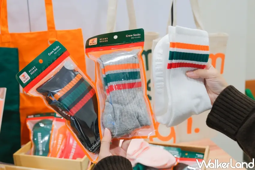 ▲7-ELEVEN攜手日本BEAMS DESIGN，推出逾30款獨家潮穿搭配件。（攝影：張人尹）