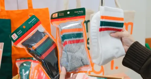 7-11聯名Beams！7-11台灣限定30款beams周邊小物，7-11三色襪子 購物袋打造小七潮牌。