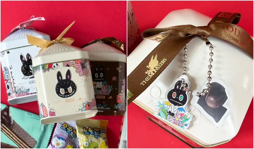 ▲7-11獨家GODIVA X LABUBU巧克力鐵盒，內附THE MONSTERS小卡。