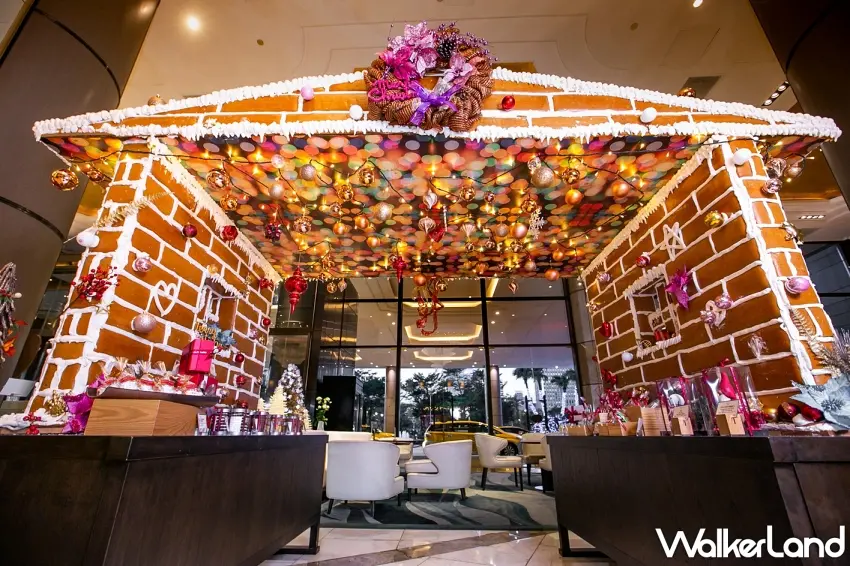 ▲aguette烘焙坊手工搭建的薑餅屋,以800片薑餅打造出節慶亮點。