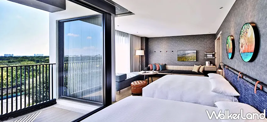 ▲捷絲旅台南虎山館鼓城家庭套房部分面向可遠眺優雅壯麗的奇美博物館。