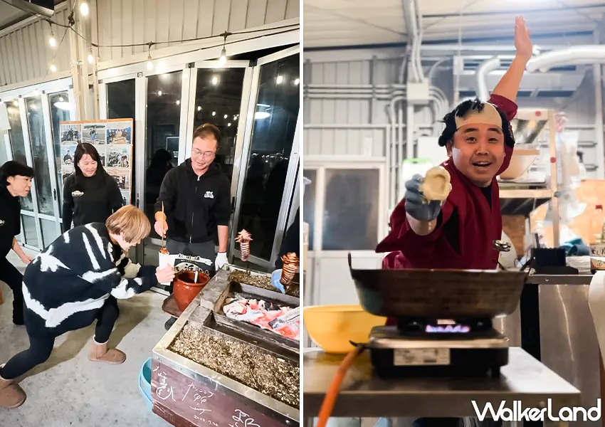 ▲日本東北自由行推薦!松川浦浜燒 × 遊学の宿いさみや 海鮮炭烤、超嗨氛圍別錯過,比目魚炭烤超香。