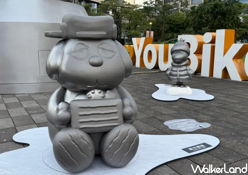 ▲信義區Relove聖誕打卡點歐拉夫、史努比都變成夢幻銀白色。(攝影：編輯 鄭雅之)