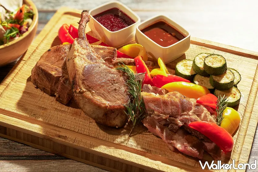 ▲鉑麗安美墨料理的「低溫慢烤戰斧豬排」以肉香、煙燻香與酸甜醬汁勾勒層次。