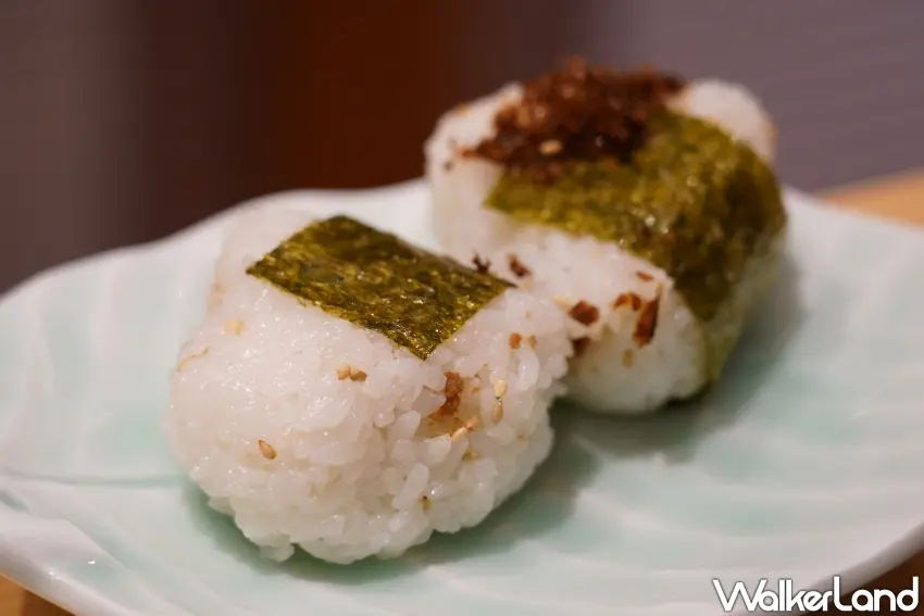 ▲「津山別邸」早餐提供4款現做飯糰,融入在地食材。(攝影:楊婷雅)