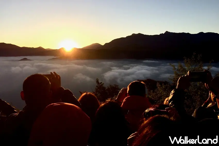 ▲旅客在祝山觀景台迎接阿里山元旦日出,雲海與曙光交織成為跨年最受歡迎的畫面 / 林鐵及文資處 吳明翰拍攝