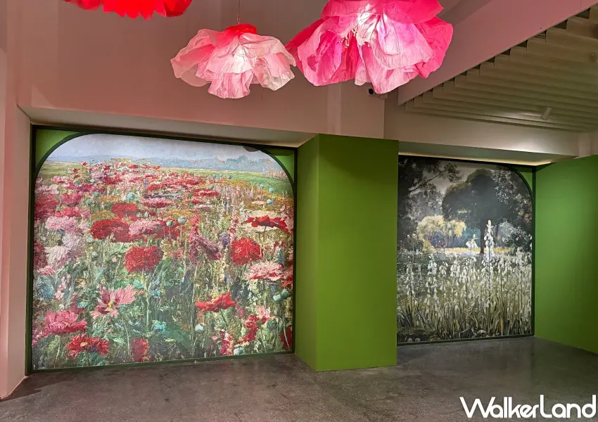 ▲不只名作展真跡，展區內也有打卡花牆可以合影。(攝影：鄭亦庭)