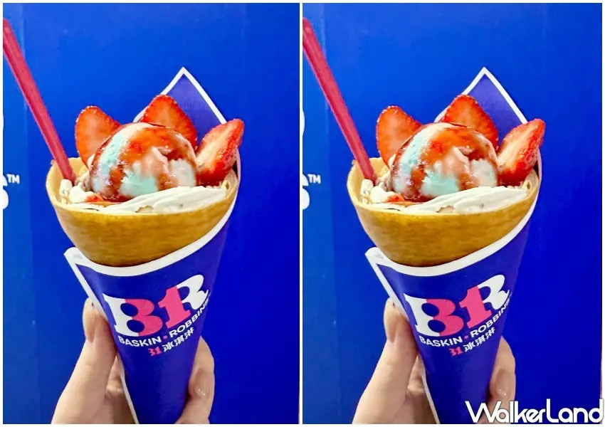 ▲31冰淇淋台北101概念店推出獨家冰淇淋可麗餅，有「草莓香蕉可麗餅」。