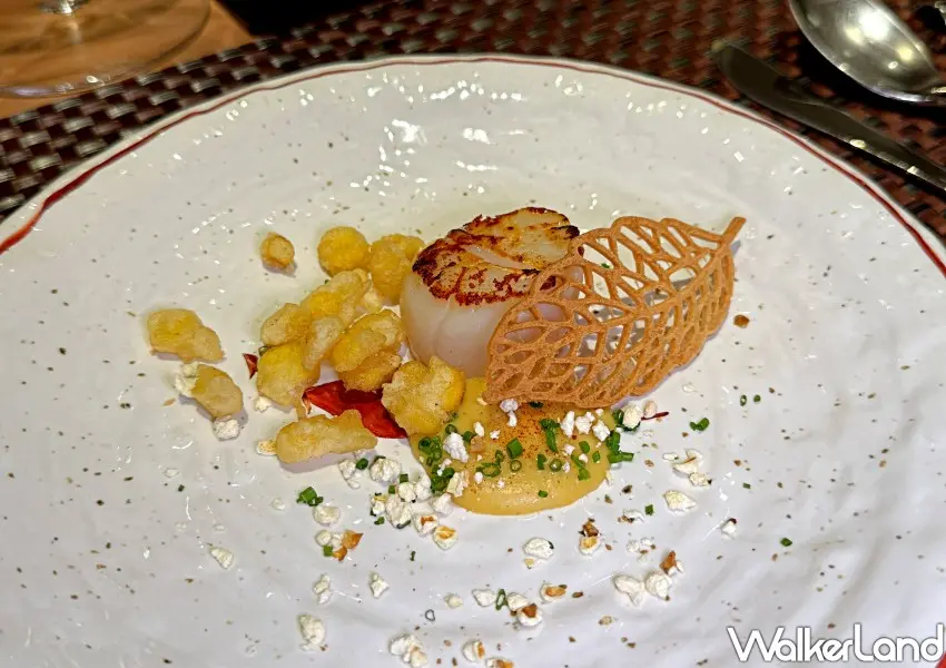 ▲Will’s Teppanyaki特色菜「干貝.玉米.玉米.玉米」將玉米用三種不同方式呈現。(攝影:編輯 鄭雅之)