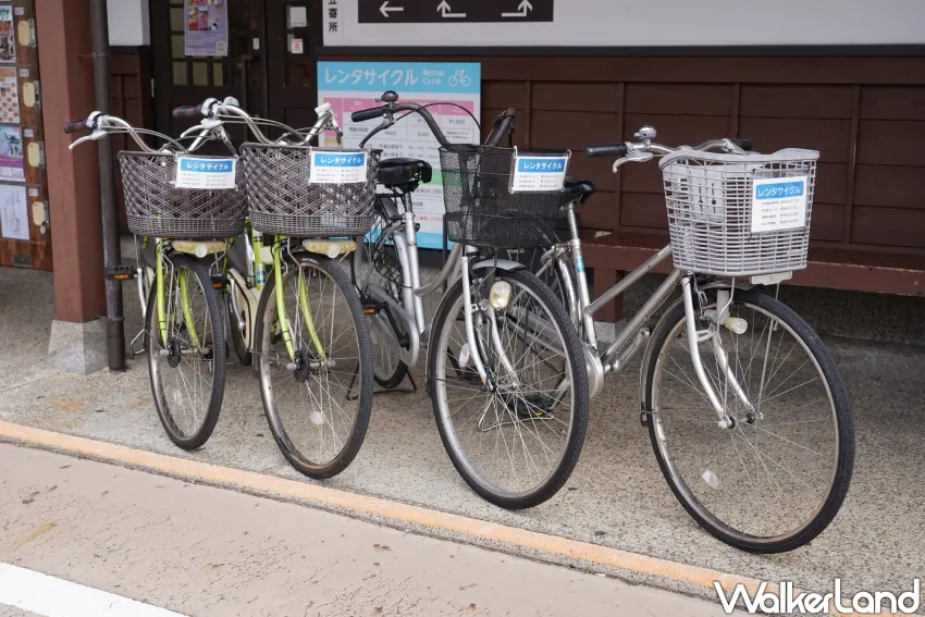 ▲「津山觀光中心」提供一般單車與電動單車兩種選擇。（攝影：楊婷雅）