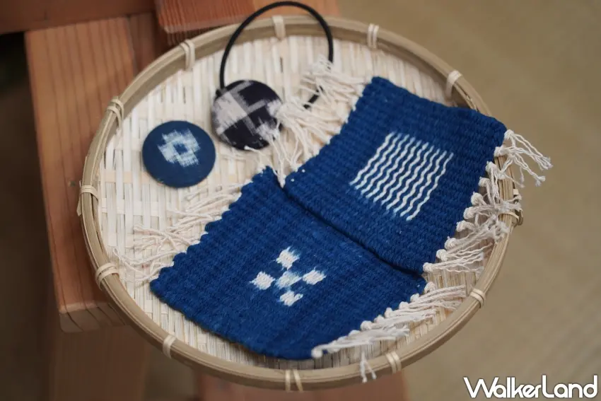 ▲作州絣織製成的精緻週邊小物，兼具實用與手作美感。（攝影：楊婷雅）