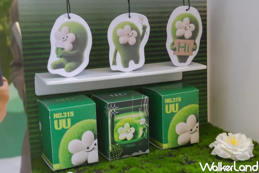 ▲店內的品牌打卡牆和IP「UU」展示櫃超級吸睛（攝影：張人尹）