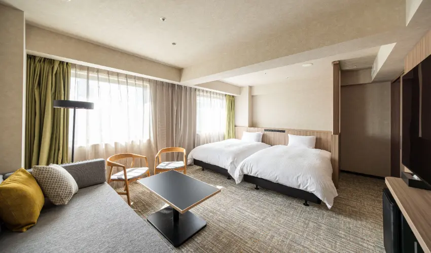 ▲高級雙床房共有38平方公尺,全館共有11間,非常適合家庭入住。