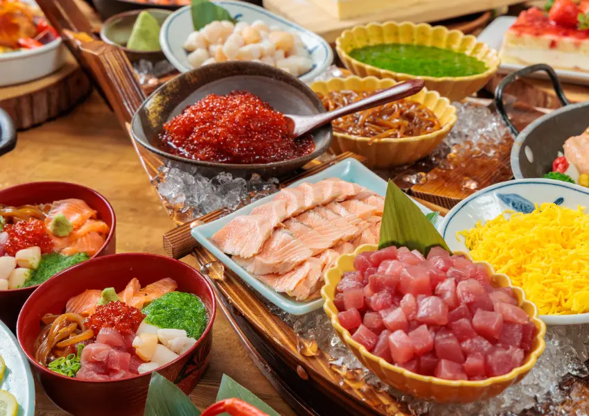 ▲北海道海鮮吃到飽!大阪飯店buffet 大阪灣格蘭王子飯店 限時2個月,狂嗑鮭魚丼飯、現做起司。