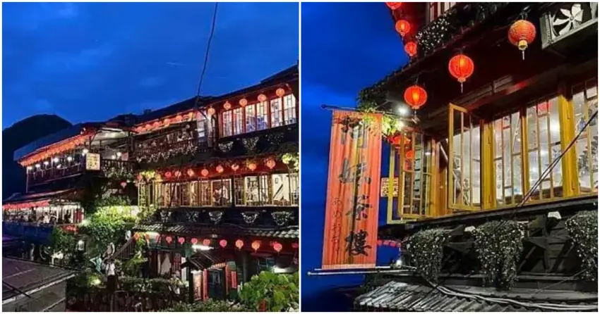 ▲越夜越美的九份地標!阿妹茶樓的木造建築與高掛的紅燈籠,在夜色中散發著溫暖光影,是「台灣感性」最經典的畫面,連韓團 TWICE 也曾在此留下足跡。