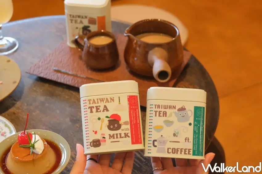 ▲薈福村茶販售鐵盒茶包，包含茶咖啡、鍋煮奶茶，方便粉絲將美味帶著走。（攝影：張人尹）