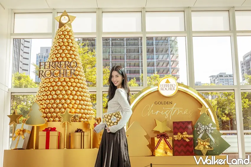 ▲Ferrero Rocher費列羅金莎，於台北101辦公大樓一樓大廳，打造巨型金莎聖誕樹