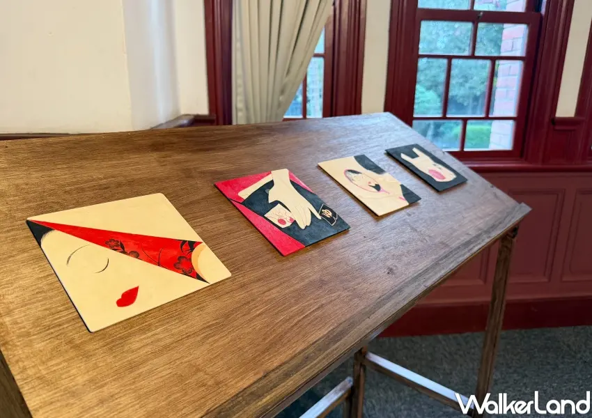 ▲圓山別邸BONi個展《遊 Asobi》,以黑白紅色調呈現,充滿摩登復古感。(攝影:鄭亦庭)