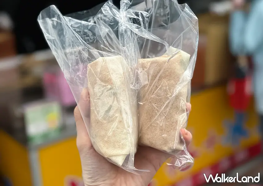 ▲礁溪排隊小吃美食！吳記花生捲冰淇淋 50元銅板價、吃得到芋頭顆粒，柯氏蔥油餅一起吃。