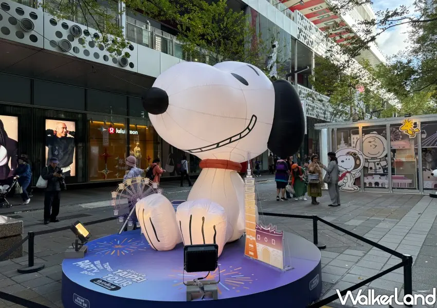 ▲史努比台北跨年快閃店就在信義區新光A8旁的香堤大道。(攝影：編輯 鄭雅之)