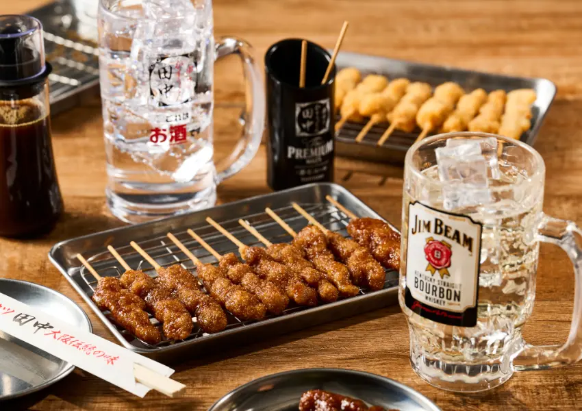 ▲大阪平價居酒屋！串炸田中 8元串燒，東京、名古屋都有，狂嗑整盤也不傷錢包。