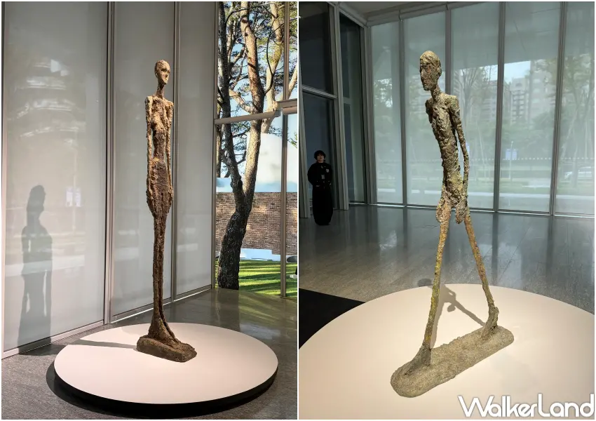 ▲信義區展覽必拍！雕塑史上最高拍賣價作品賈科梅蒂《行走的人 I》、近3米高《站立的女人II》來台。(攝影：鄭亦庭)