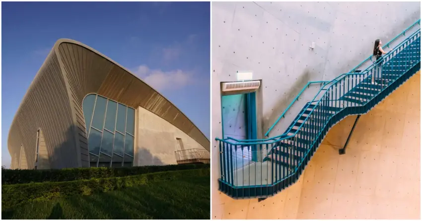 ▲曾獲建築大獎的十三行博物館，傾斜的清水模牆面交織出幾何光影美學，是八里必訪的人文場域。