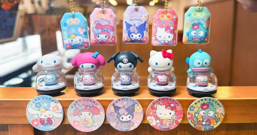 Hello Kitty御守扭蛋！藏壽司X三麗鷗28款限定周邊一次看，Kitty 酷洛米 人魚漢頓免費送。