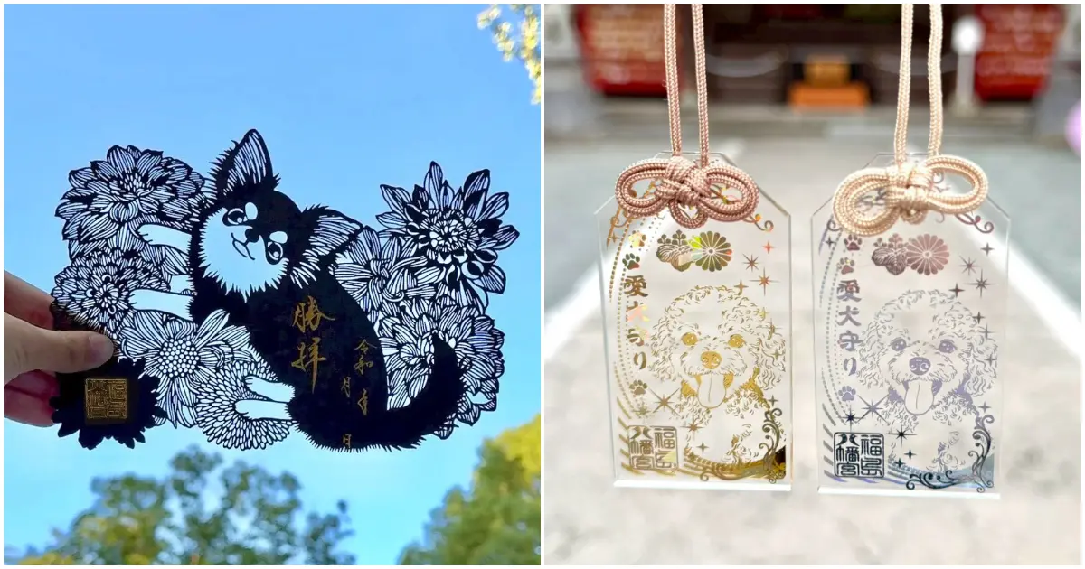 為你家毛孩祈福，福岡八幡宮推出寵物御守，5犬種金銀色和九星氣學9色款式，還有吉娃娃御朱印。