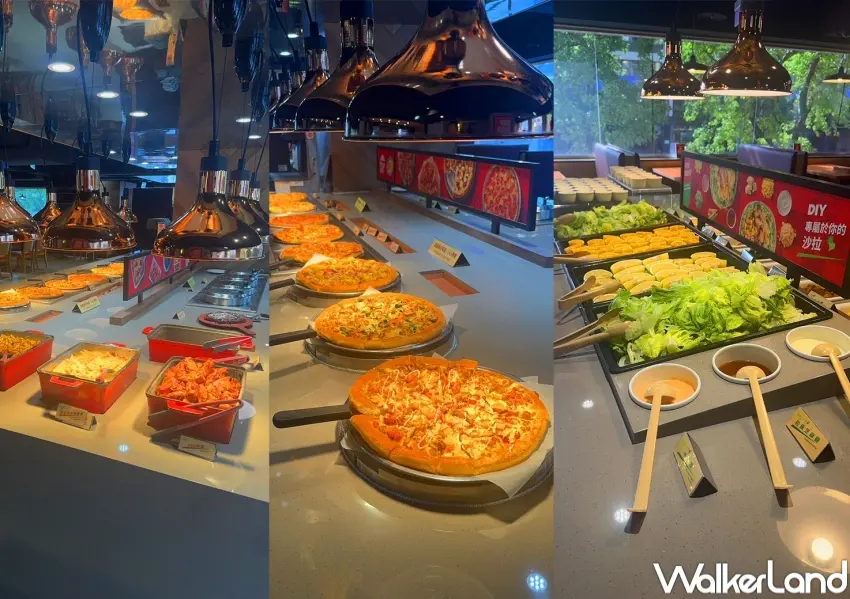▲必勝客歡樂吧維持多樣自助餐點配置,讓粉絲依需求自由搭配餐盤。