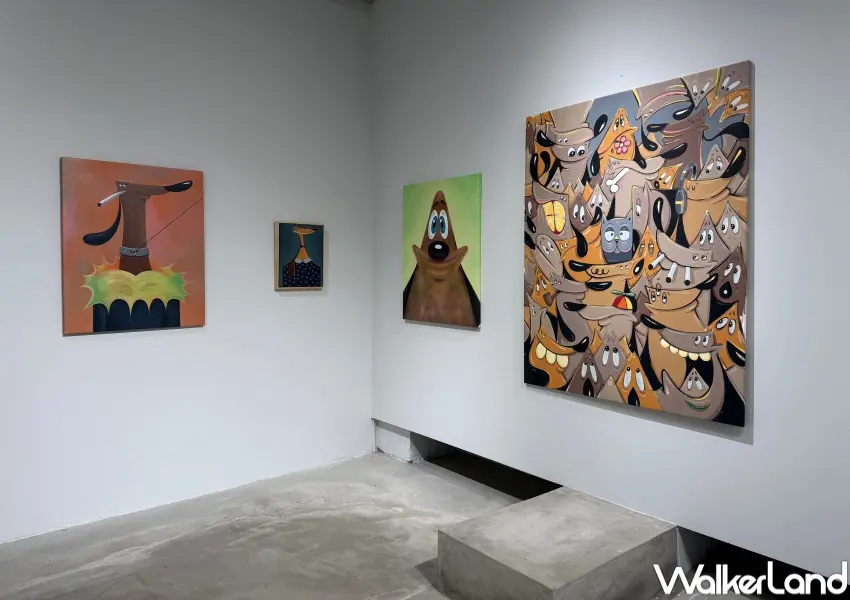 ▲東區免費展覽「DOGZZZ」於奇想會藝廊登場，即日起至2026年1/4免門票入場參觀。(攝影：鄭亦庭)