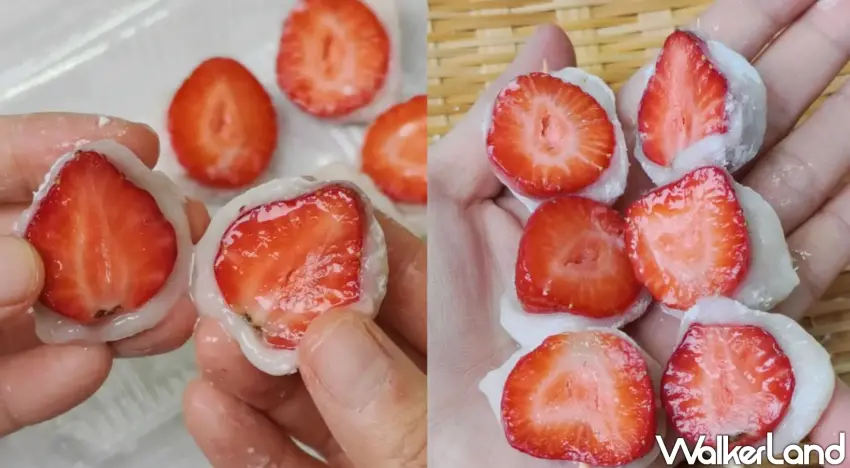 ▲「林記手工麻糬」草莓糖心麻糬佛心價一顆只要10元。（美食好芃友提供）