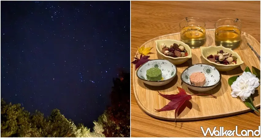 ▲雄獅旅遊獨家包場12/25才正式開幕的「福壽山莊」品茗被譽為茶界LV的福壽長春茶；夜晚到此觀星導覽享受茶點。(攝影：鄭雅之)