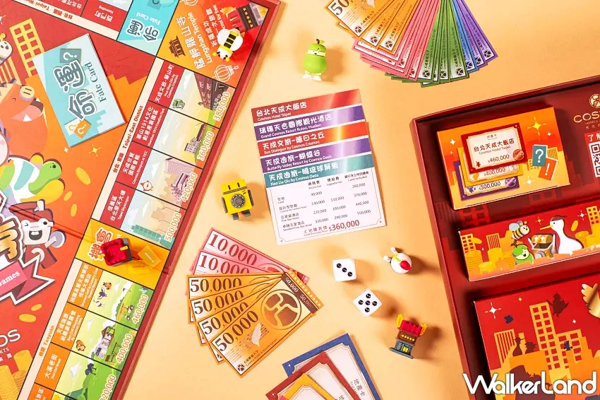 ▲入住專案加贈的「天成餐旅大亨」桌遊，讓親朋好友在旅宿夜晚能透過遊戲互動，體驗飯店經營與策略佈局的樂趣。圖／天成文旅-華山町提供；窩客島整理