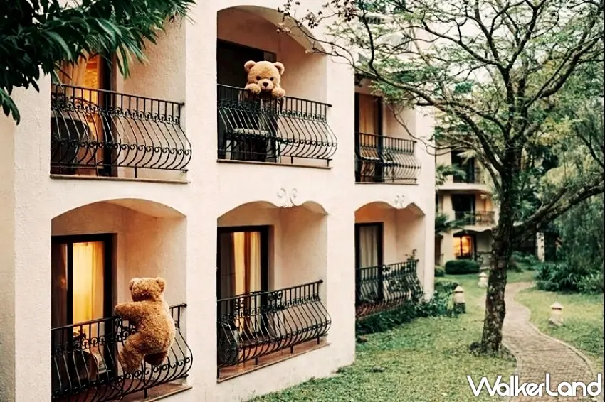 ▲萌熊蹤跡遍布飯店每個角落，驚喜藏在不經意的日常裡。圖／花蓮理想大地渡假飯店提供；窩客島整理