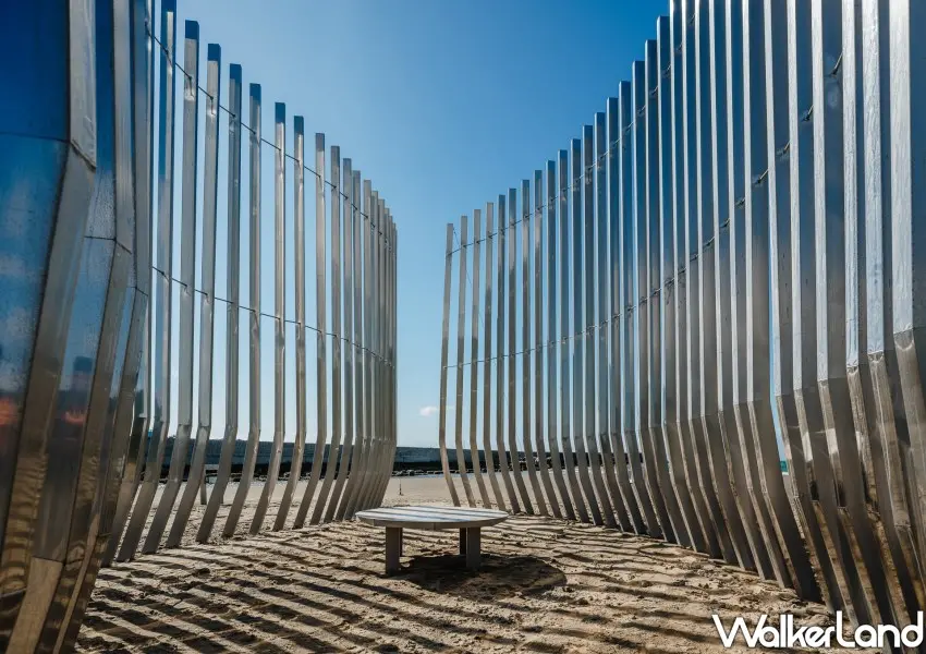 ▲2025落山風藝術季「海的回聲:沙灘展區」風之間,是一座會呼吸的白色茶屋。