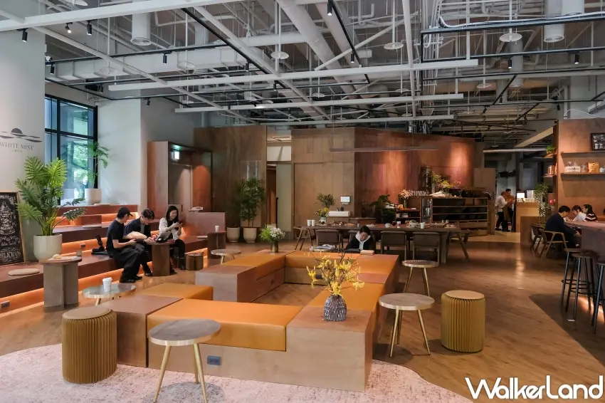 ▲白霧時光旗艦概念店位於新板傑仕堡，200多坪挑高空間搭配落地窗，引入自然綠意。（攝影：張人尹）