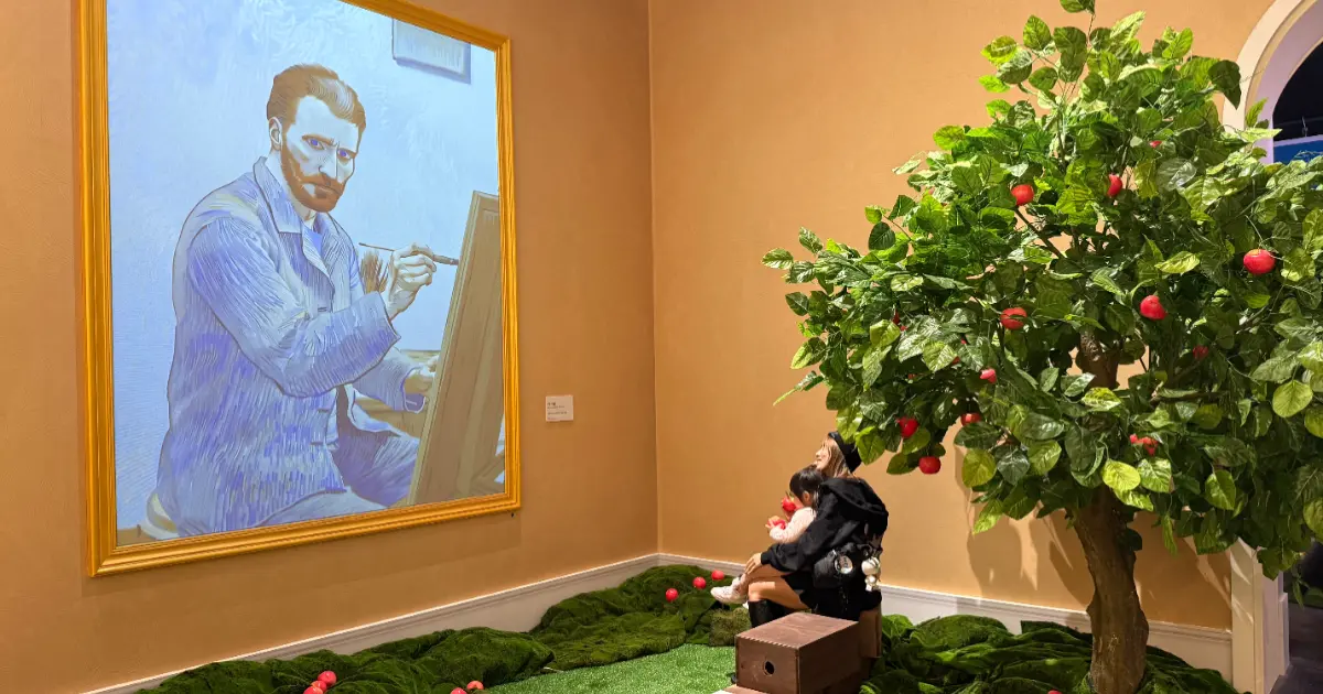 台北親子展覽推薦！士林科教館AI繪動的畫特展，變身梵谷肖像畫 米勒拾穗者。