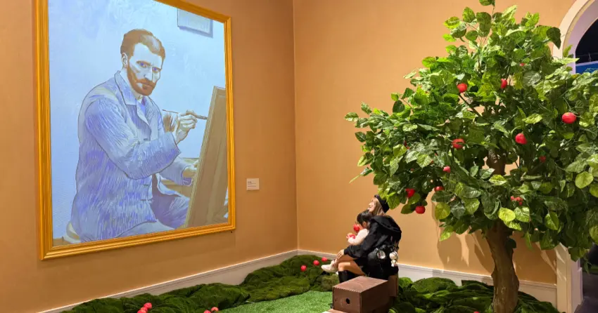 台北親子展覽推薦！士林科教館AI繪動的畫特展，變身梵谷肖像畫 米勒拾穗者。