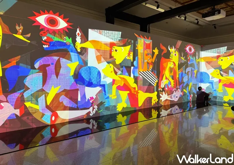 ▲沈浸式畢卡索展覽必拍打卡點！360度沉浸式劇場展區搭配音樂，走入畢卡索的藝術世界。(攝影：鄭亦庭)