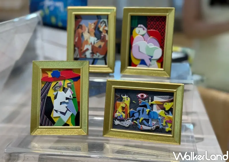 ▲畢卡索名作變成杯墊、筆記本、小提袋等一系列實用系周邊商品。(攝影：鄭亦庭)