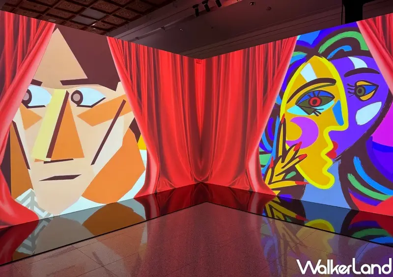 ▲台北沈浸式畢卡索展覽必拍打卡點！360度沉浸式劇場展區搭配音樂，走入畢卡索的藝術世界。(攝影：鄭亦庭)