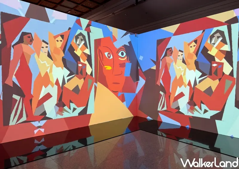 ▲沈浸式畢卡索展覽必拍打卡點！360度沉浸式劇場展區搭配音樂、光影流轉。(攝影：鄭亦庭)