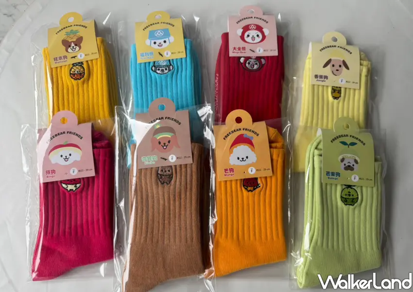 ▲刺繡中筒襪福利熊、大全熊、水果探險隊等超多造型，任選3件240元。