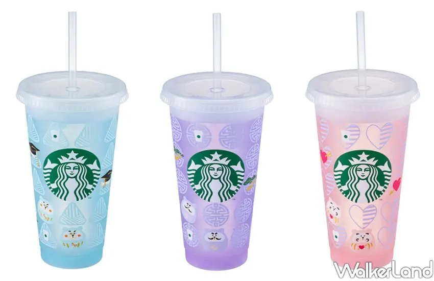 ▲星巴克特別推出「開運達摩星運禮」，每組都有開運達摩尼龍隨行提袋搭、開運達摩冷變TOGO冷水杯，以盲盒的形式呈現，增添樂趣。