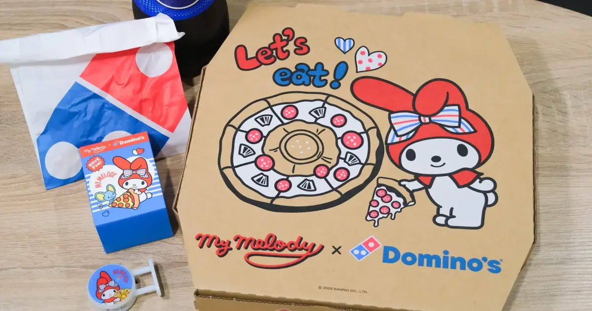 美樂蒂披薩周邊必收！達美樂X美樂蒂招牌燈箱，美樂蒂披薩零錢包必收。