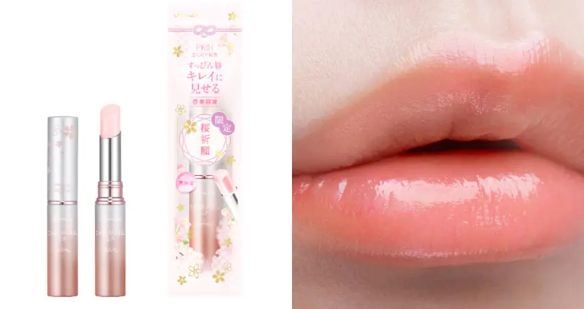 ▲為唇部增添自然的血色感，呈現如染井吉野的花瓣般的顏色。