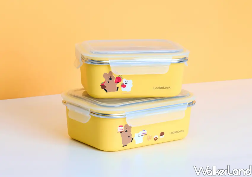 ▲樂扣樂扣DINOTAENG呆萌町系列「微波不鏽鋼隔熱便當盒」，由矮袋鼠陪你吃飯。