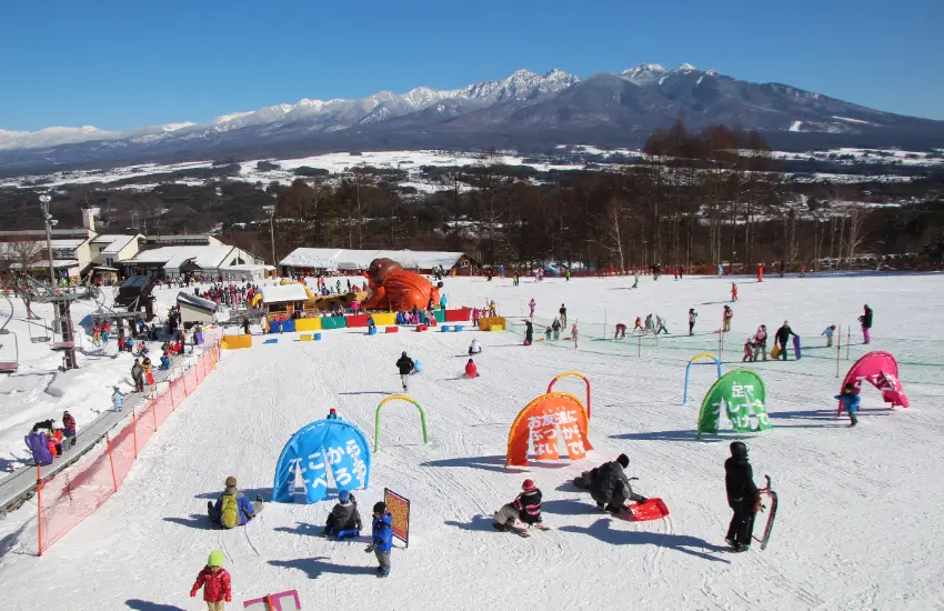 ▲纜車山頂區域設有可眺望八岳和南阿爾卑斯山脈的山頂餐廳「Spica」，滑行空檔可在此用餐或休息。